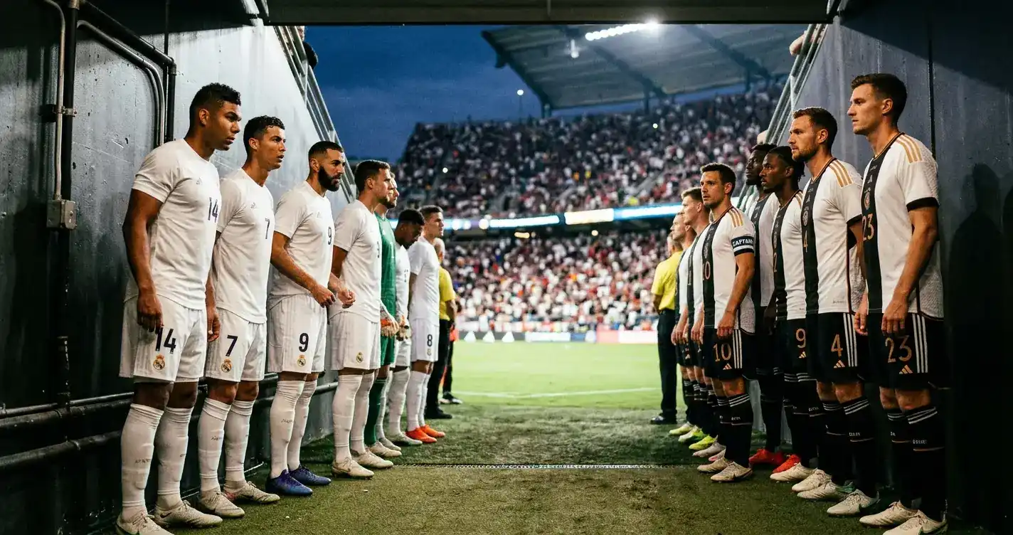 Englische und ghanaische Nationalspieler vor dem Gruppenspiel bei der WM 2026